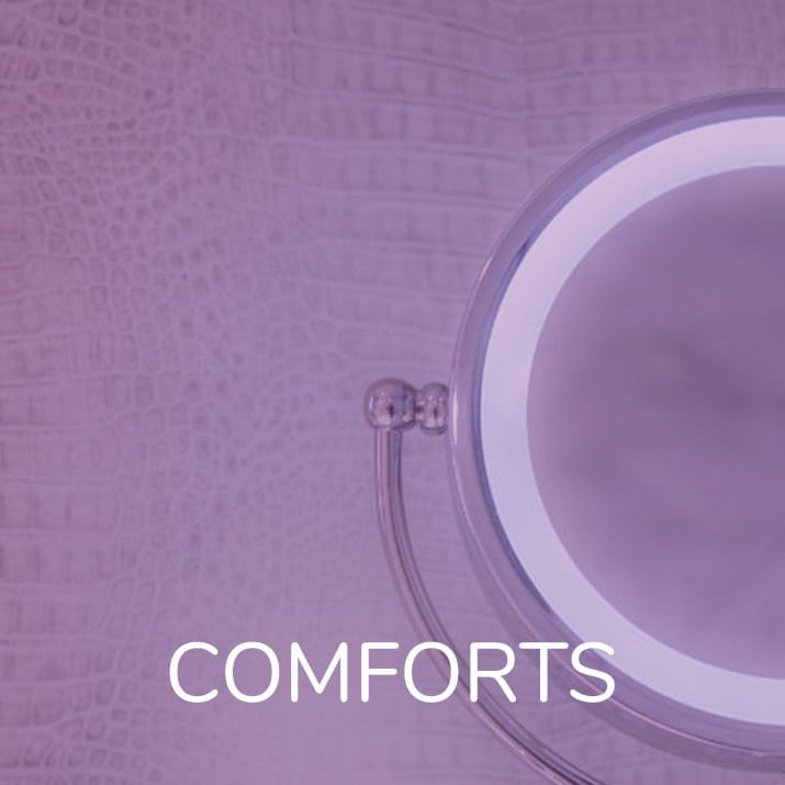 vanity mirror with purple hue